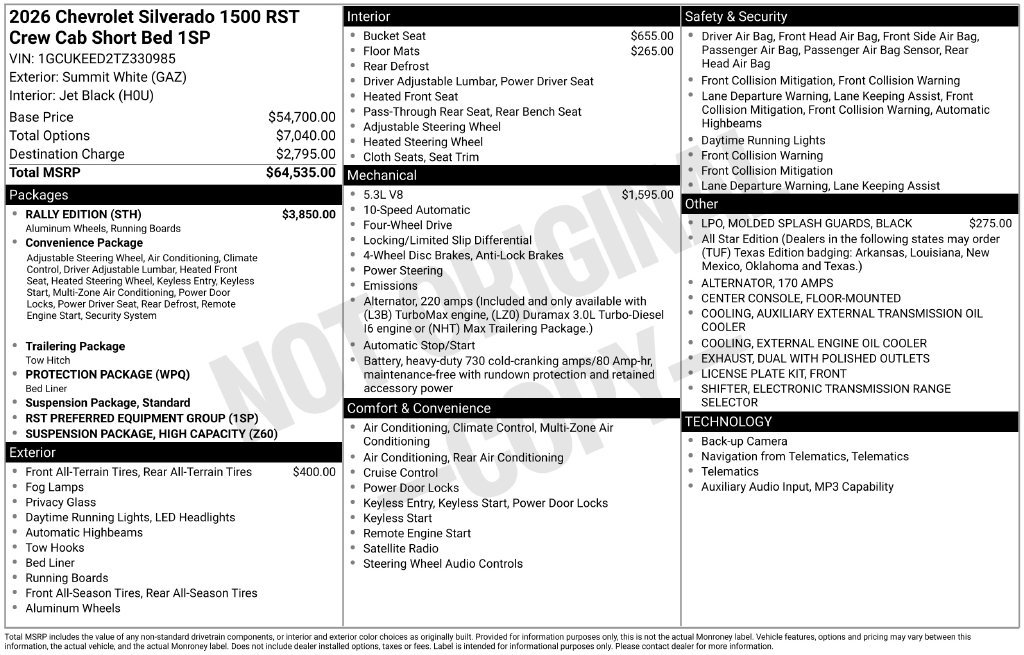 New 2026 Chevrolet Silverado 1500 RST w/ Rally Edition AWD/4WD image 57