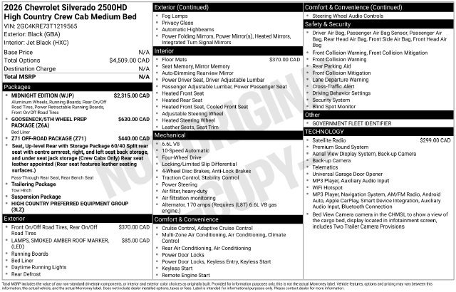 New 2026 Chevrolet Silverado 2500 High Country w/ Midnight Edition AWD/4WD image 4