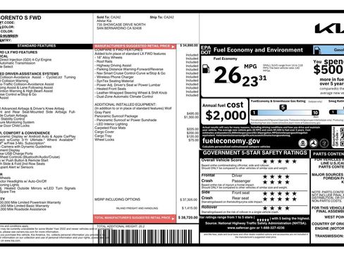 Used 2025 Kia Sorento S w/ Panoramic Sunroof Package FWD image 2