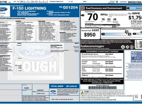 Used 2022 Ford F150 Lightning Lariat w/ Equipment Group 511A High image 3