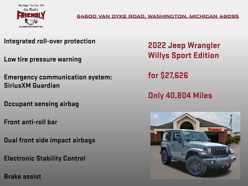 Used 2022 Jeep Wrangler Sport image 30