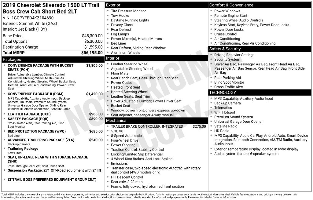 Certified 2019 Chevrolet Silverado 1500 LT Trail Boss AWD/4WD image 2