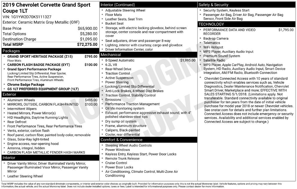 Used 2019 Chevrolet Corvette Grand Sport w/ Grand Sport Heritage Package RWD image 36