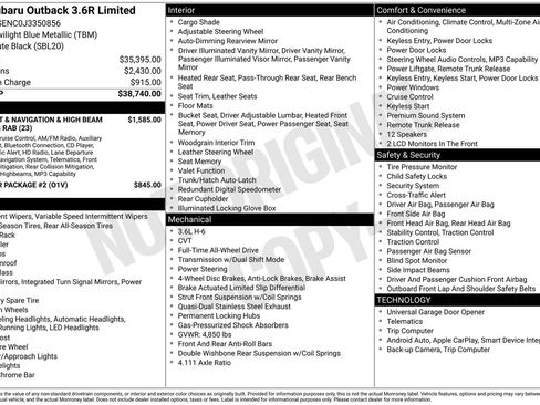 Used 2018 Subaru Outback 3.6R Limited image 10