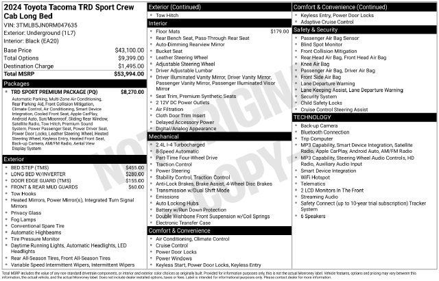 Used 2024 Toyota Tacoma TRD Sport w/ TRD Sport Premium Package AWD/4WD image 5