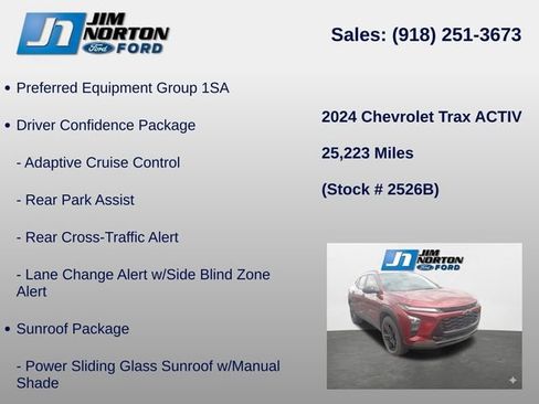Used 2024 Chevrolet Trax ACTIV w/ Sunroof Package FWD image 8