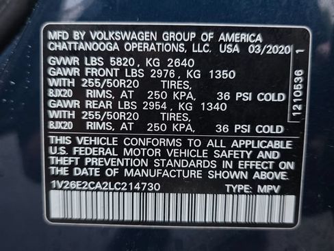 Used 2020 Volkswagen Atlas Cross Sport SE w/ Panoramic Sunroof Package AWD/4WD image 3