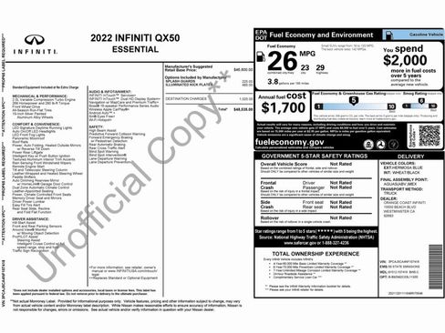 Used 2022 INFINITI QX50 Essential image 2