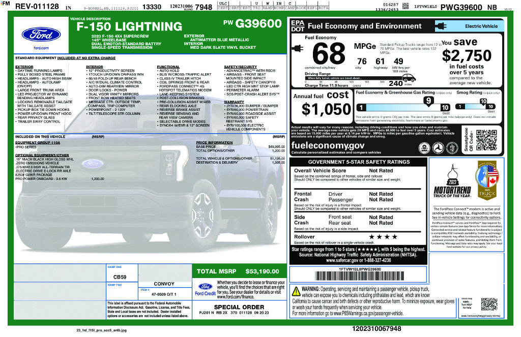 Used 2023 Ford F150 Lightning Pro AWD/4WD image 36