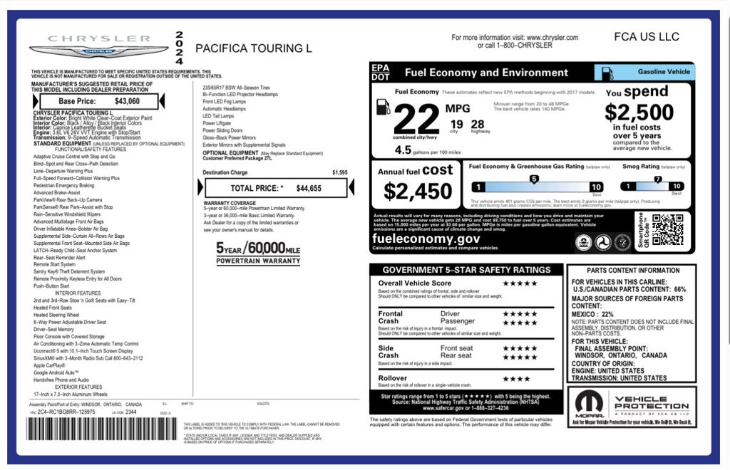 Used 2024 Chrysler Pacifica Touring-L FWD image 9