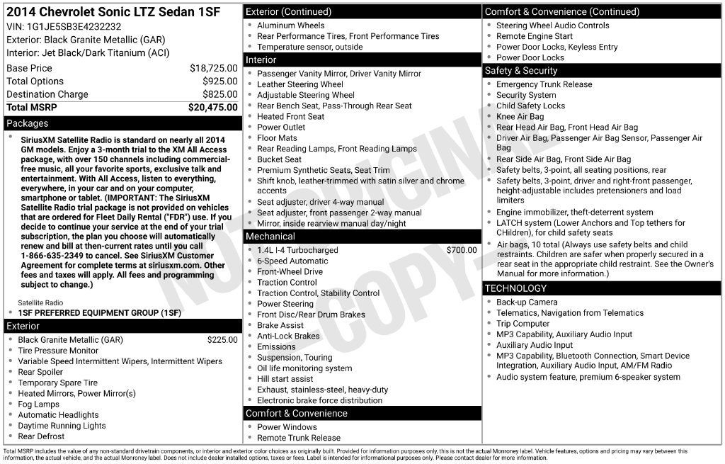 Used 2014 Chevrolet Sonic LTZ FWD image 7