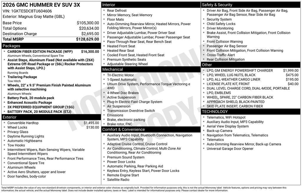 New 2026 GMC Hummer EV 3X w/ Carbon Fiber Edition Package AWD/4WD image 51