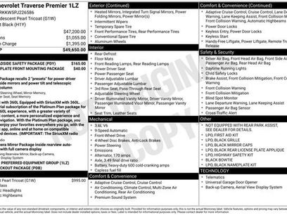 Used 2023 Chevrolet Traverse Premier w/ LPO, Roadside Safety Package
