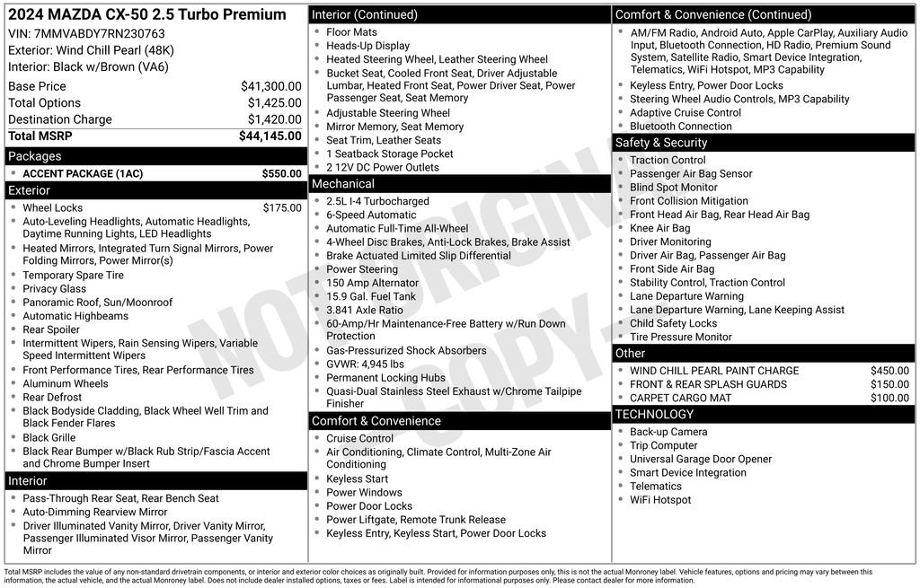 Used 2024 MAZDA CX-50 AWD 2.5 Turbo w/ Accent Package image 6