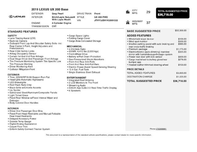 Used 2019 Lexus UX 200 w/ Premium Package FWD image 4