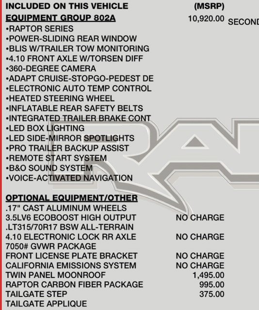 Used 2020 Ford F150 Raptor w/ Equipment Group 802A Luxury AWD/4WD image 30
