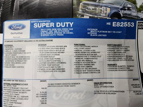 Used 2017 Ford F250 Lariat w/ Lariat Ultimate Package image 51