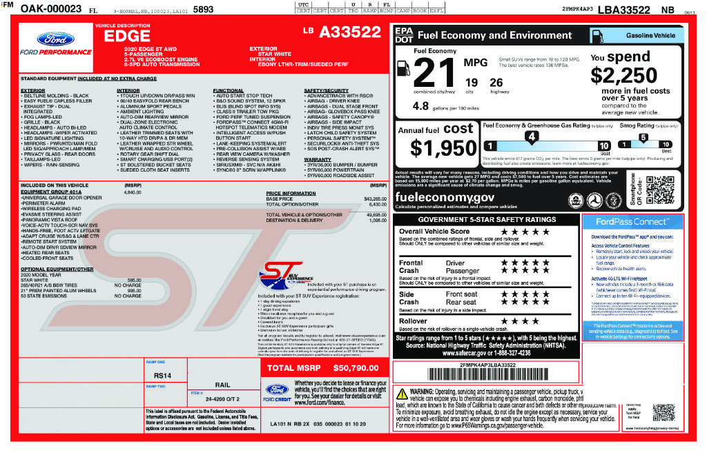 Used 2020 Ford Edge ST w/ Equipment Group 401A AWD/4WD image 11