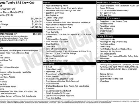 Used 2015 Toyota Tundra SR5 w/ SR5 Upgrade Package RWD image 7