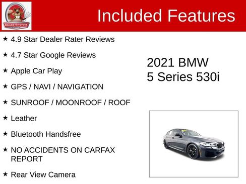 Used 2021 BMW 530i w/ M Sport Package RWD image 4