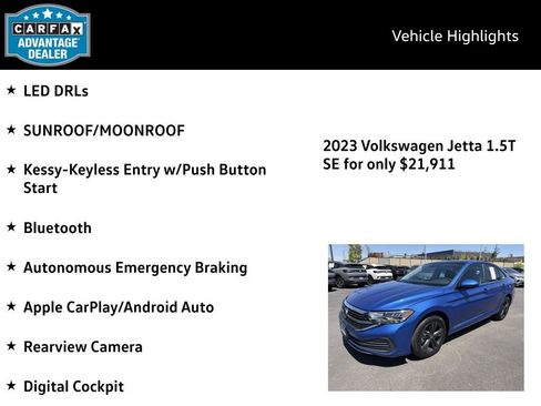 Certified 2023 Volkswagen Jetta SE w/ Panoramic Sunroof Package FWD image 4