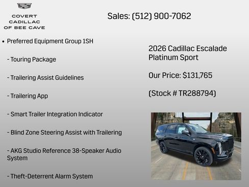 New 2026 Cadillac Escalade Platinum Sport w/ LPO, ONYX Package image 18