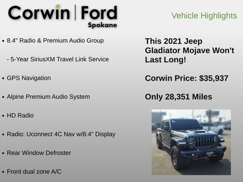 Used 2021 Jeep Gladiator Mojave AWD/4WD image 18