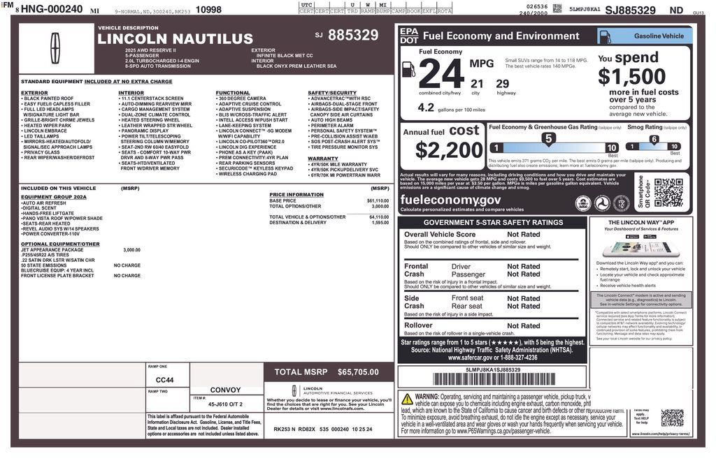 Certified 2025 Lincoln Nautilus Reserve w/ Jet Appearance Package AWD/4WD image 5