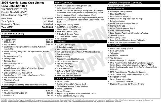 New 2026 Hyundai Santa Cruz Limited AWD/4WD image 40
