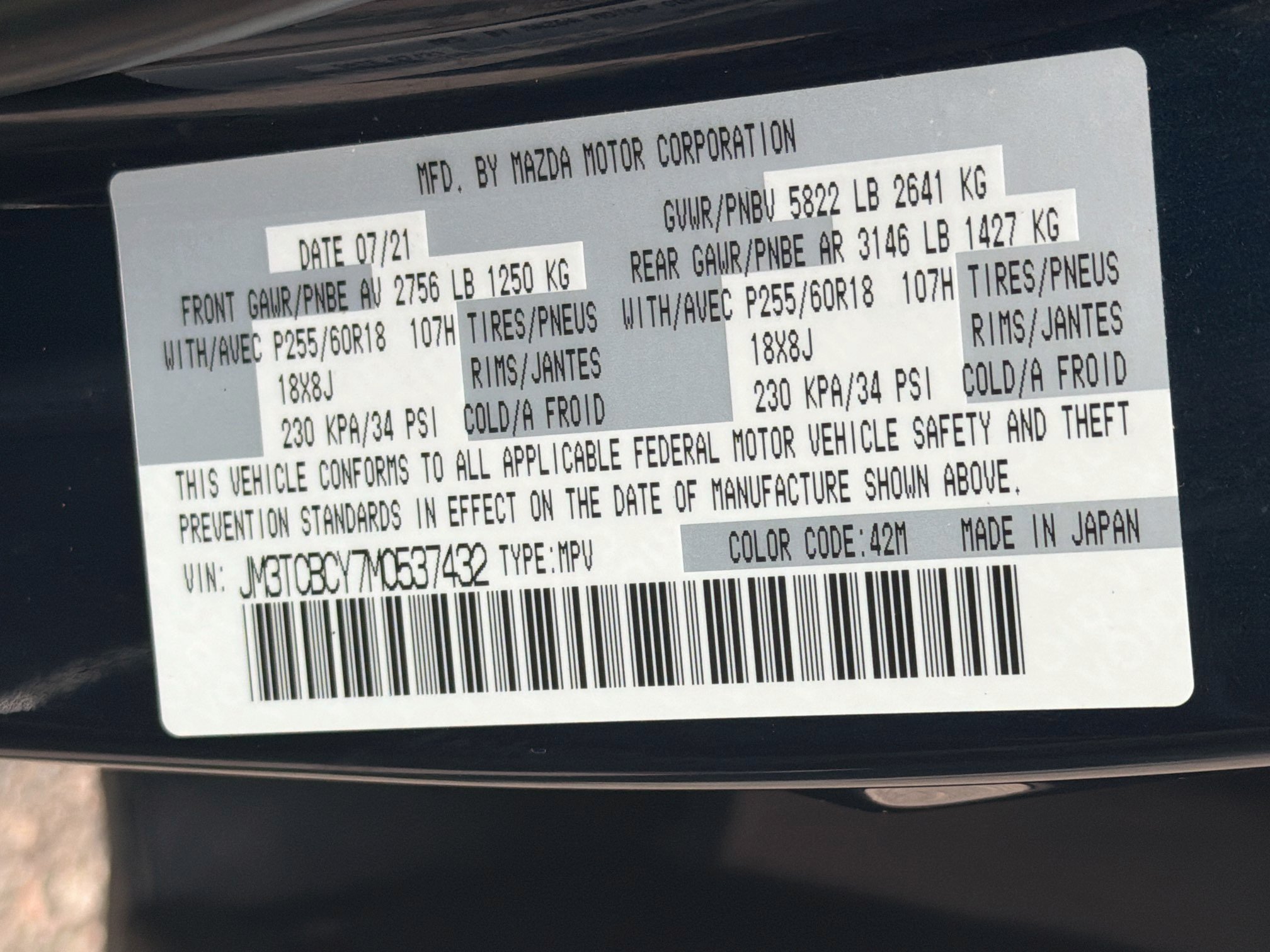 Used 2021 MAZDA CX-9 Touring w/ Touring Premium Package AWD/4WD image 12