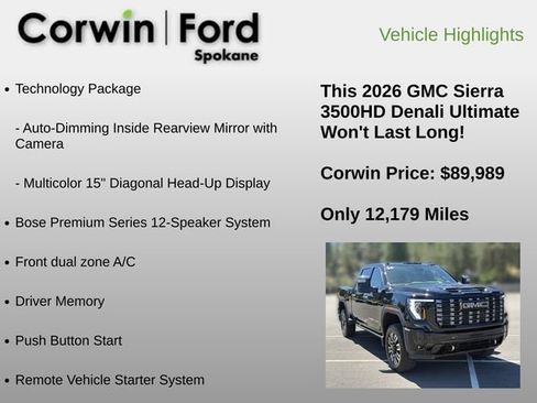 Used 2026 GMC Sierra 3500 Denali Ultimate w/ LPO, GMC Protection Package AWD/4WD image 6