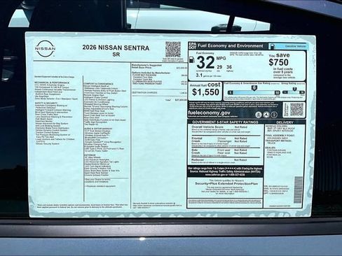New 2026 Nissan Sentra SR w/ Floor Mat Package FWD image 13