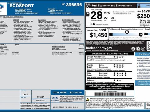 Used 2021 Ford EcoSport S FWD image 23