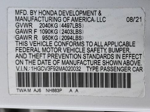 Used 2021 Honda Accord Touring image 56