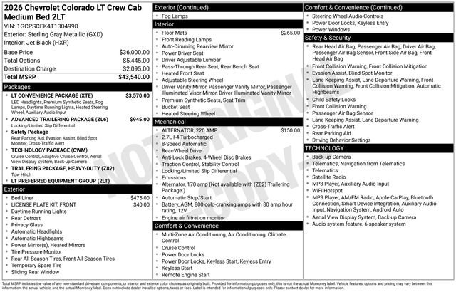 New 2026 Chevrolet Colorado LT w/ LT Convenience Package RWD image 33