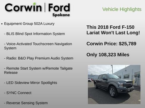 Used 2018 Ford F150 Lariat w/ Equipment Group 502A Luxury AWD/4WD image 6