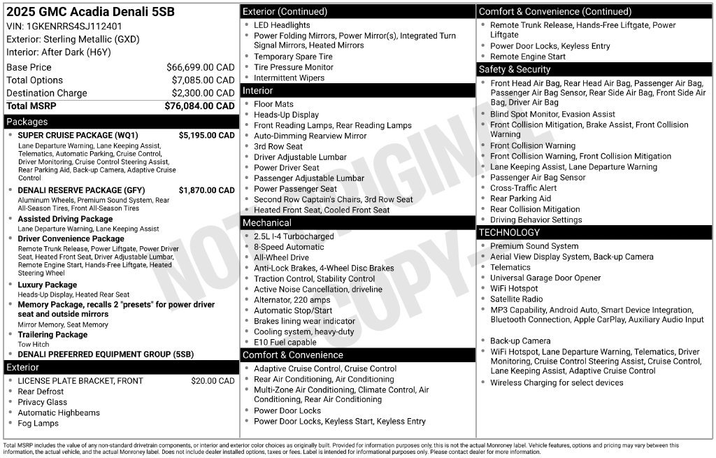 Used 2025 GMC Acadia Denali w/ Super Cruise Package AWD/4WD image 10