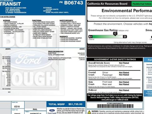 Used 2023 Ford Transit 250 148 High Roof w/ Load Area Protection Package RWD image 9