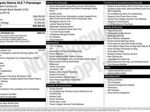 Certified 2025 Toyota Sienna XLE w/ XLE Plus Package AWD/4WD image 29