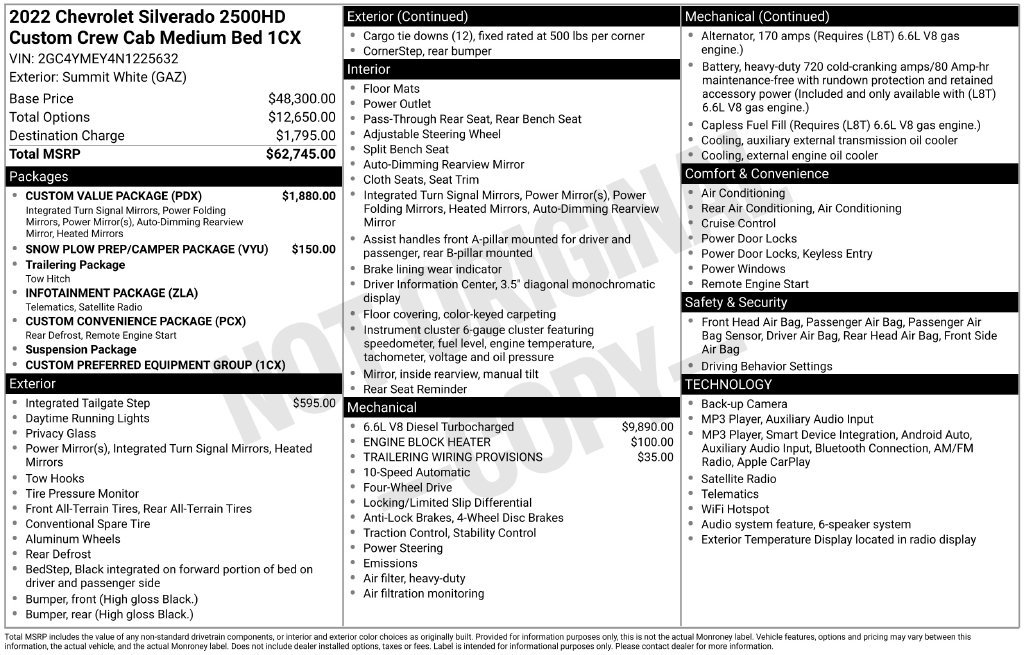 Used 2022 Chevrolet Silverado 2500 Custom w/ Custom Value Package AWD/4WD image 32