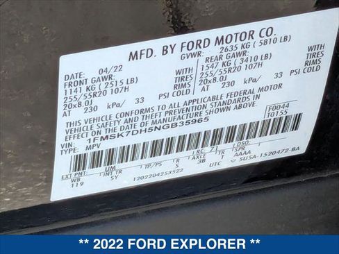 Certified 2022 Ford Explorer XLT w/ Equipment Group 202A image 25