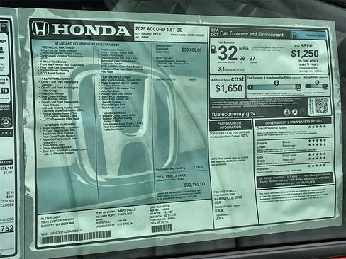 New 2025 Honda Accord SE image 32