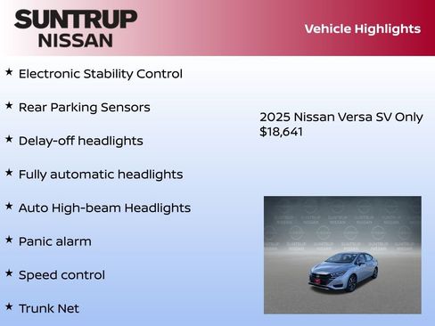 New 2025 Nissan Versa SV w/ Trunk Package image 23
