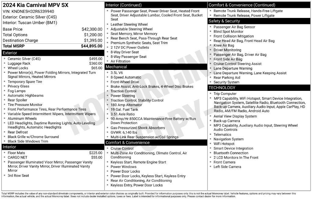 Certified 2024 Kia Carnival SX FWD image 13