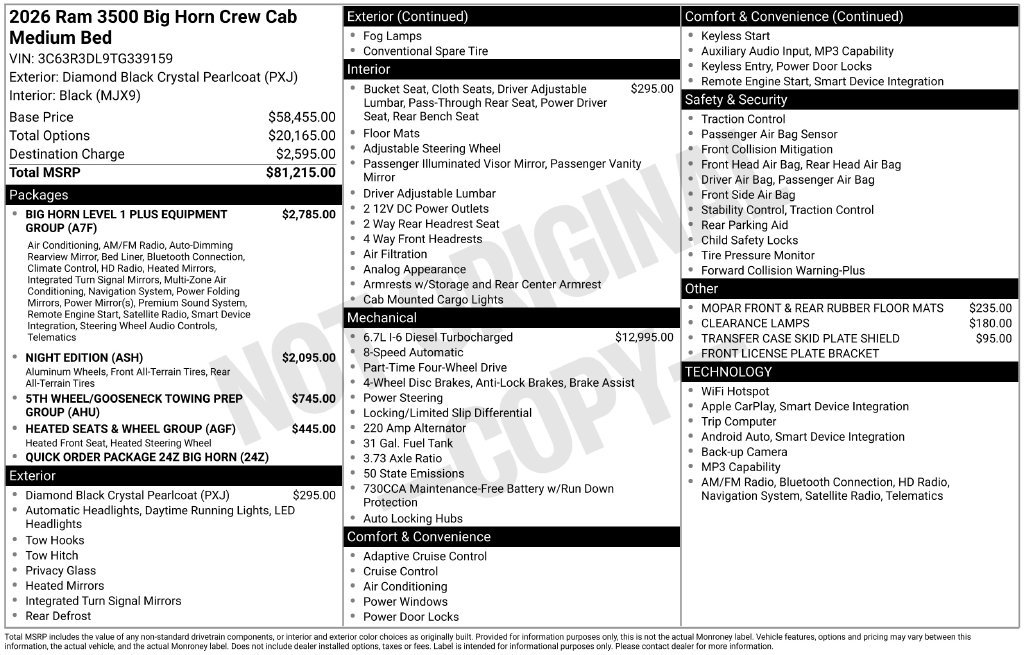 New 2026 RAM 3500 Big Horn AWD/4WD image 3