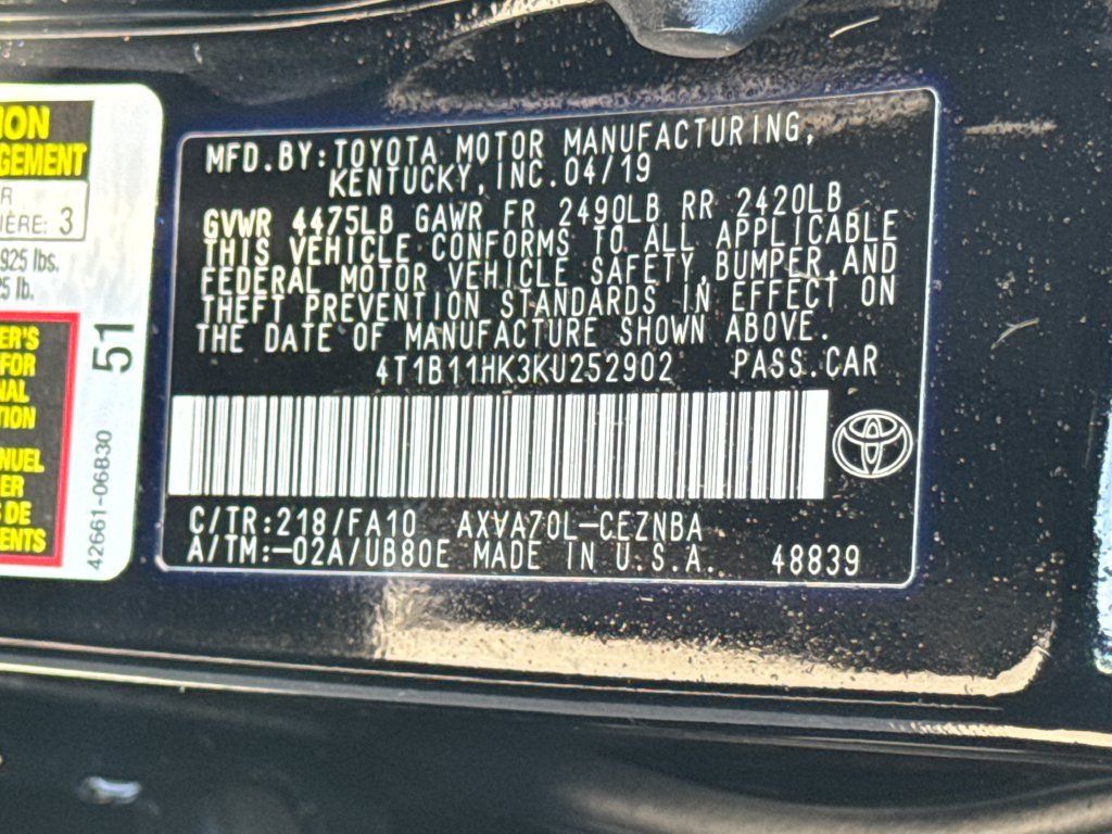 Used 2019 Toyota Camry LE FWD image 44