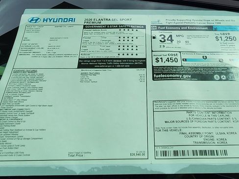 New 2026 Hyundai Elantra SEL Sport image 30