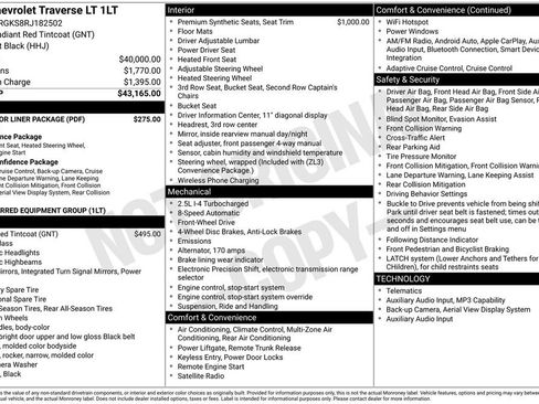Certified 2024 Chevrolet Traverse LT w/ LPO, Floor Liner Package FWD image 13