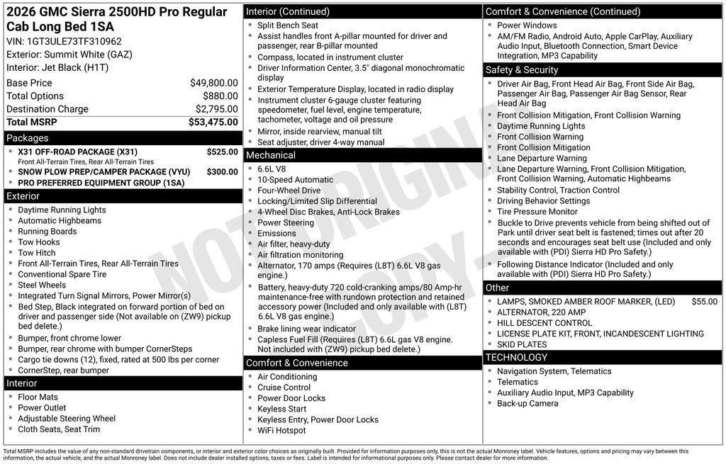 New 2026 GMC Sierra 2500 Pro w/ X31 Off-Road Package AWD/4WD image 4