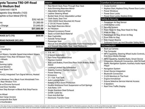 Used 2017 Toyota Tacoma TRD Off-Road w/ Tow Package (A/T) AWD/4WD image 34